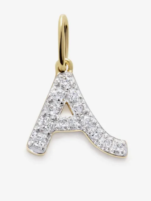 Monica Vinader 14kt yellow gold diamond A charm