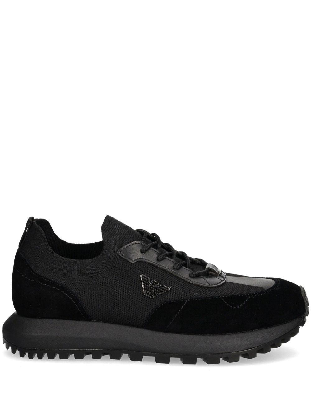 Emporio Armani Logo-plaque Sneakers In Black