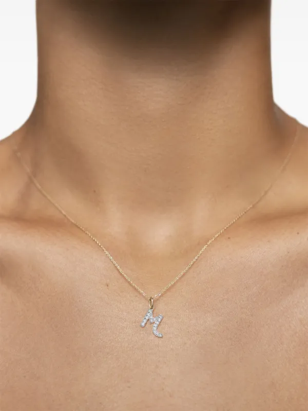 Monica Vinader 14kt Yellow Gold M Charm Diamond Necklace | Gold 