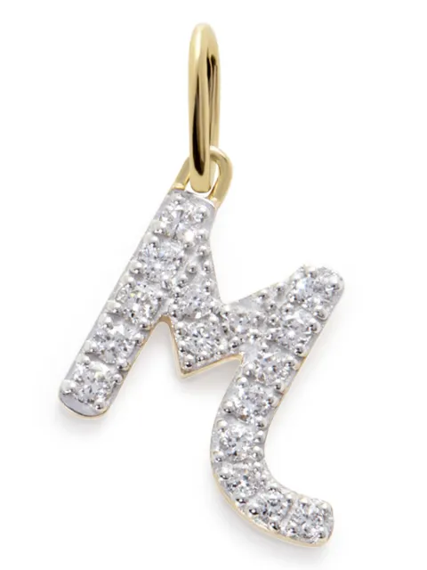 Monica Vinader Collana in oro giallo 14kt con ciondolo M e diamanti