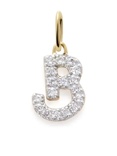 Monica Vinader 14kt yellow gold B charm diamond pendant