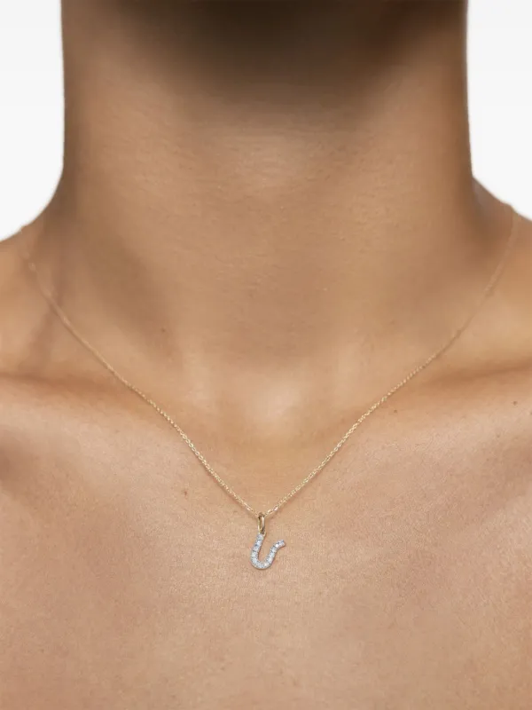Monica Vinader U チャーム ダイヤモンド ネックレス 14Kイエロー 