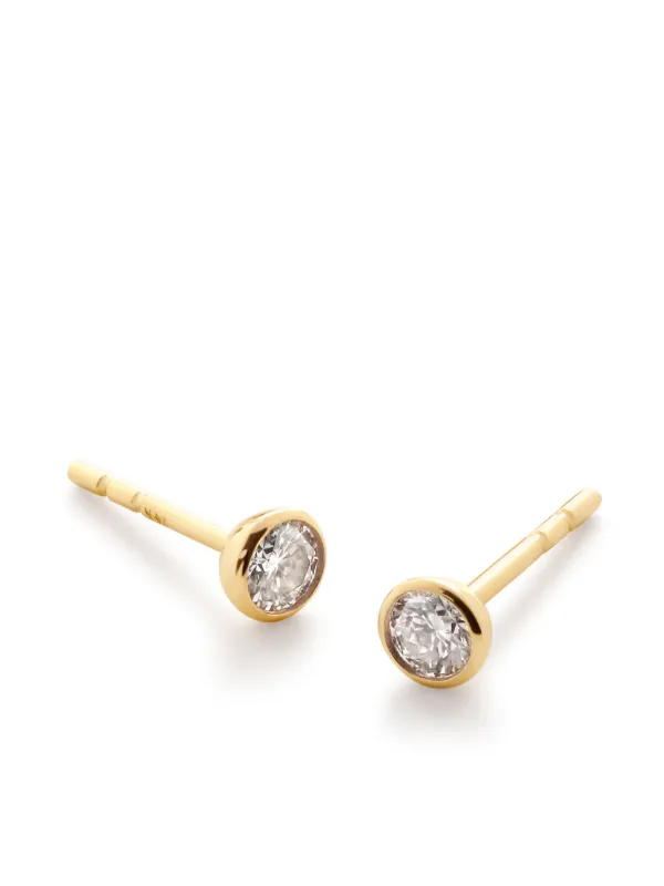 Monica Vinader 18kt Gold Vermeil Solitaire Diamond Earrings Gold