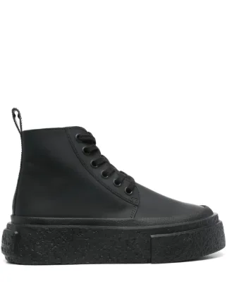 MM6 Maison Margiela ブラックレザー 厚底スニーカー 25632267_56255071_322.jpg