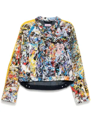 Charles Jeffrey Loverboy 総柄 デニムジャケット Charles Jeffrey Loverboy Painted Denim Jacket | Blue | FARFETCH