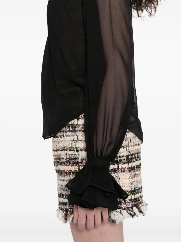 Giambattista Valli - Giambattista Valli シルク100%シアーブラウス　レオパード Giambattista Valli セミシアー トップ | ブラック | FARFETCH JP