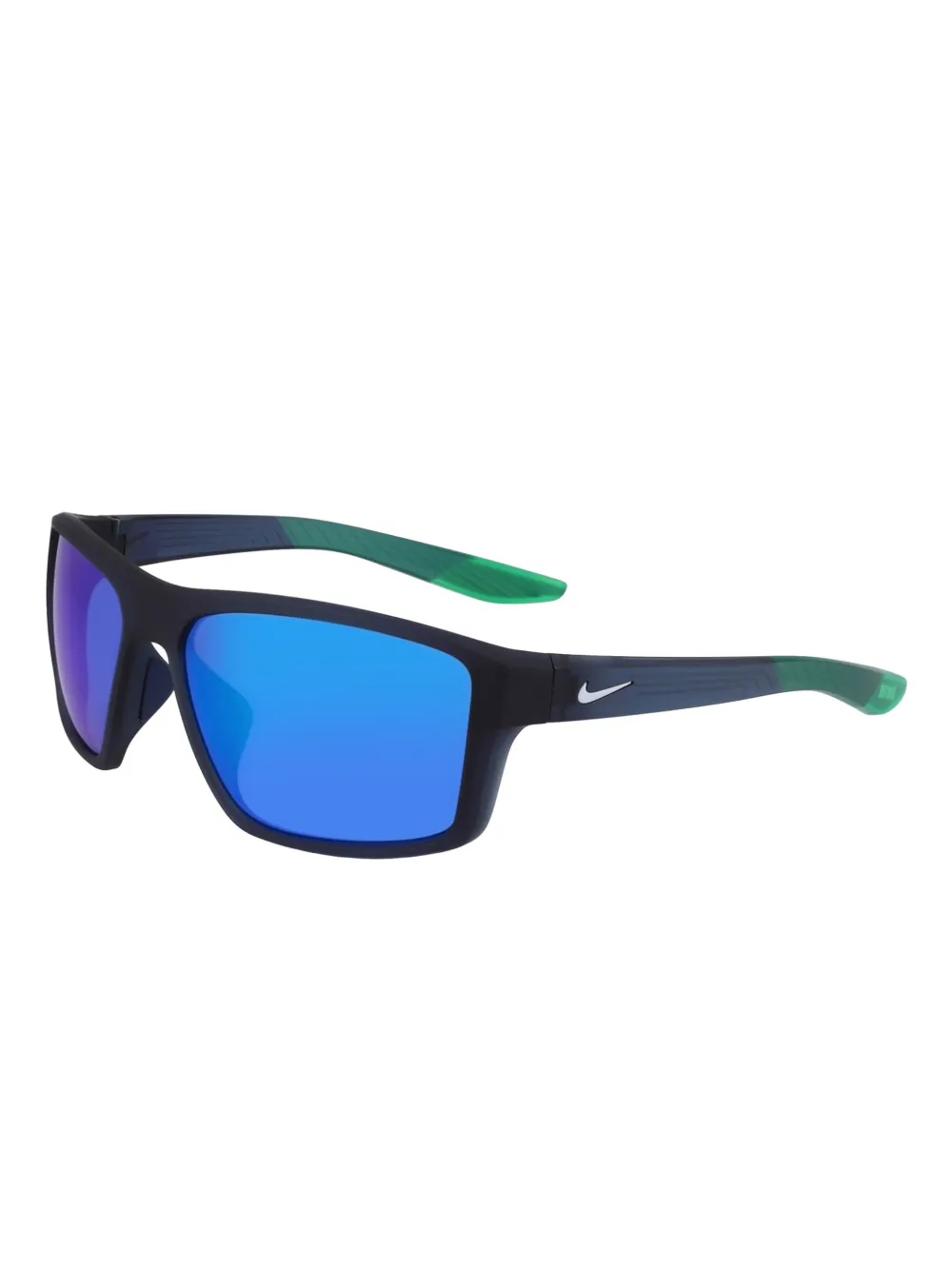 Nike Zonnebril met rechthoekig montuur en spiegelglazen Blauw