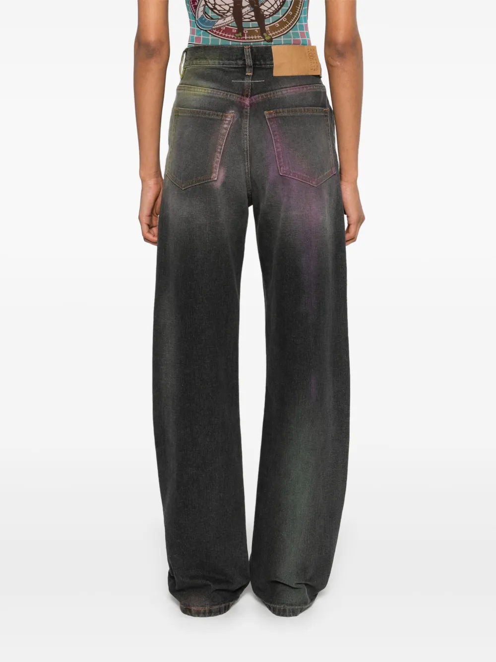 Mm6 Maison Margiela Spray-paint Effect Distressed Jeans In Grey