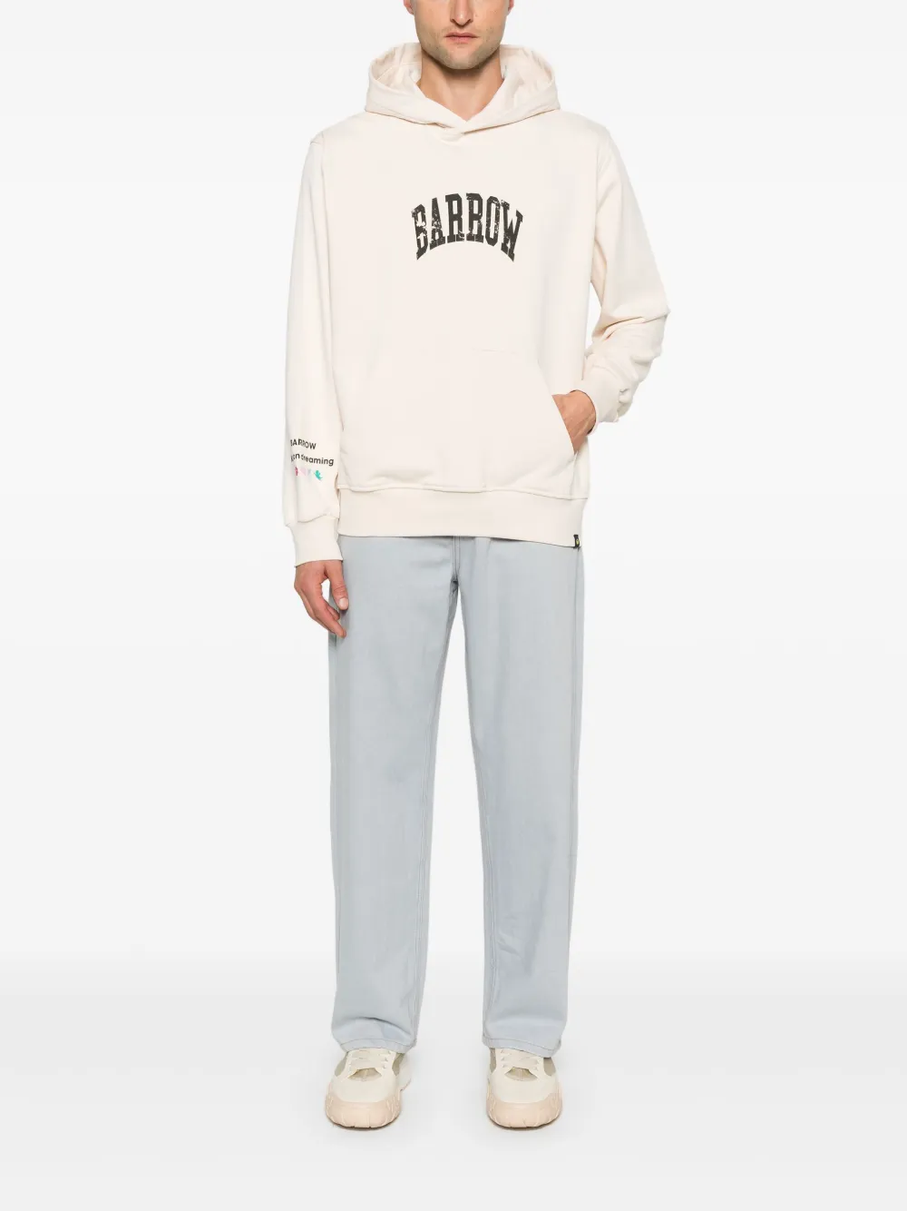 BARROW Hoodie met logoprint - Beige