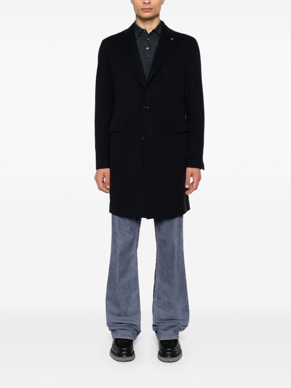 Shop Tagliatore Single-breasted Coat In Blue