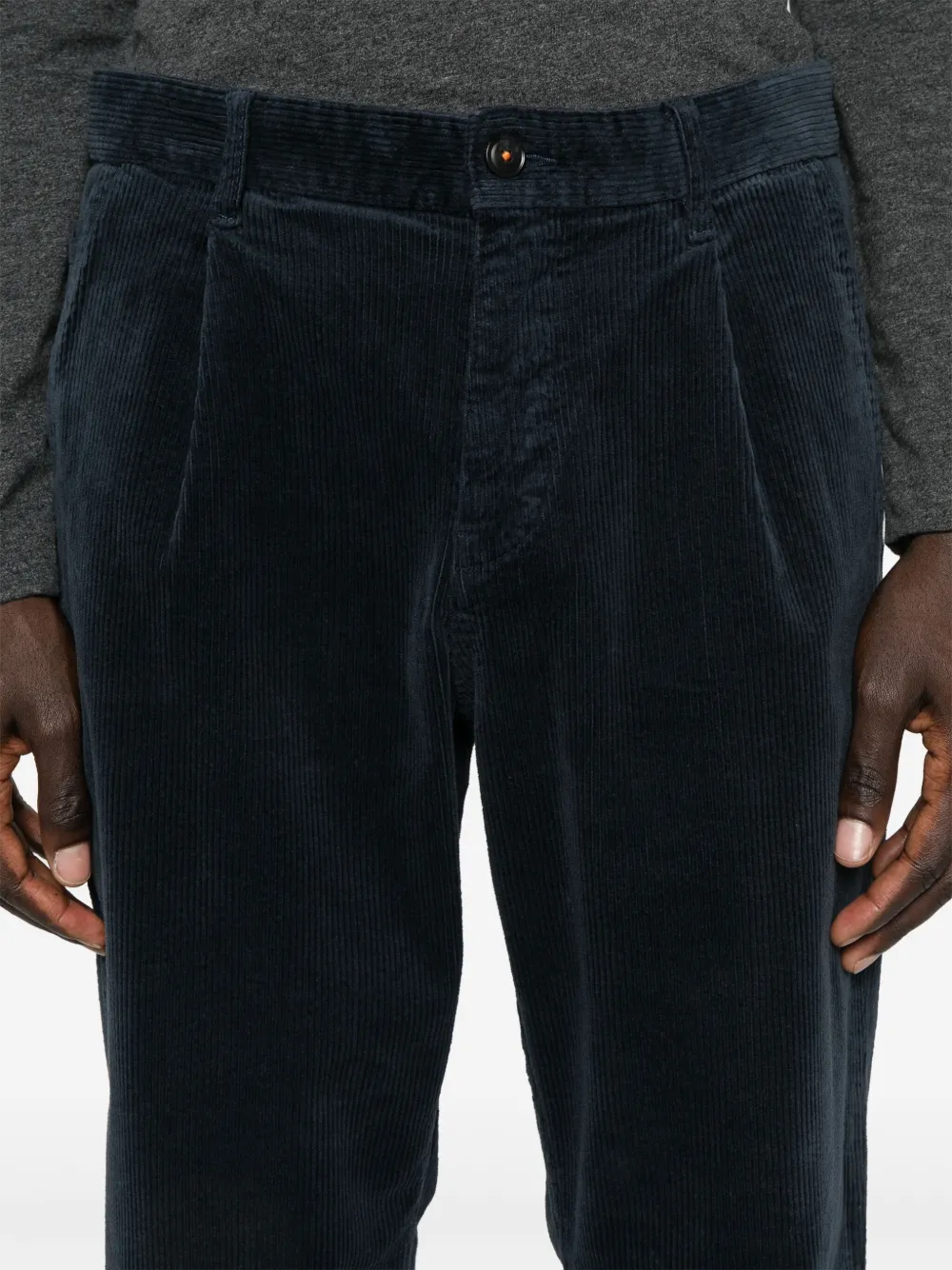 BOSS Ribfluwelen broek Blauw
