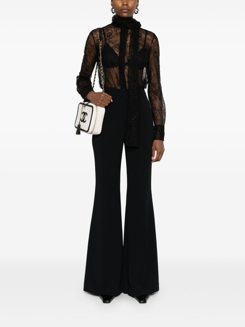 Valentino Garavani sheer-lace shirt - Zwart