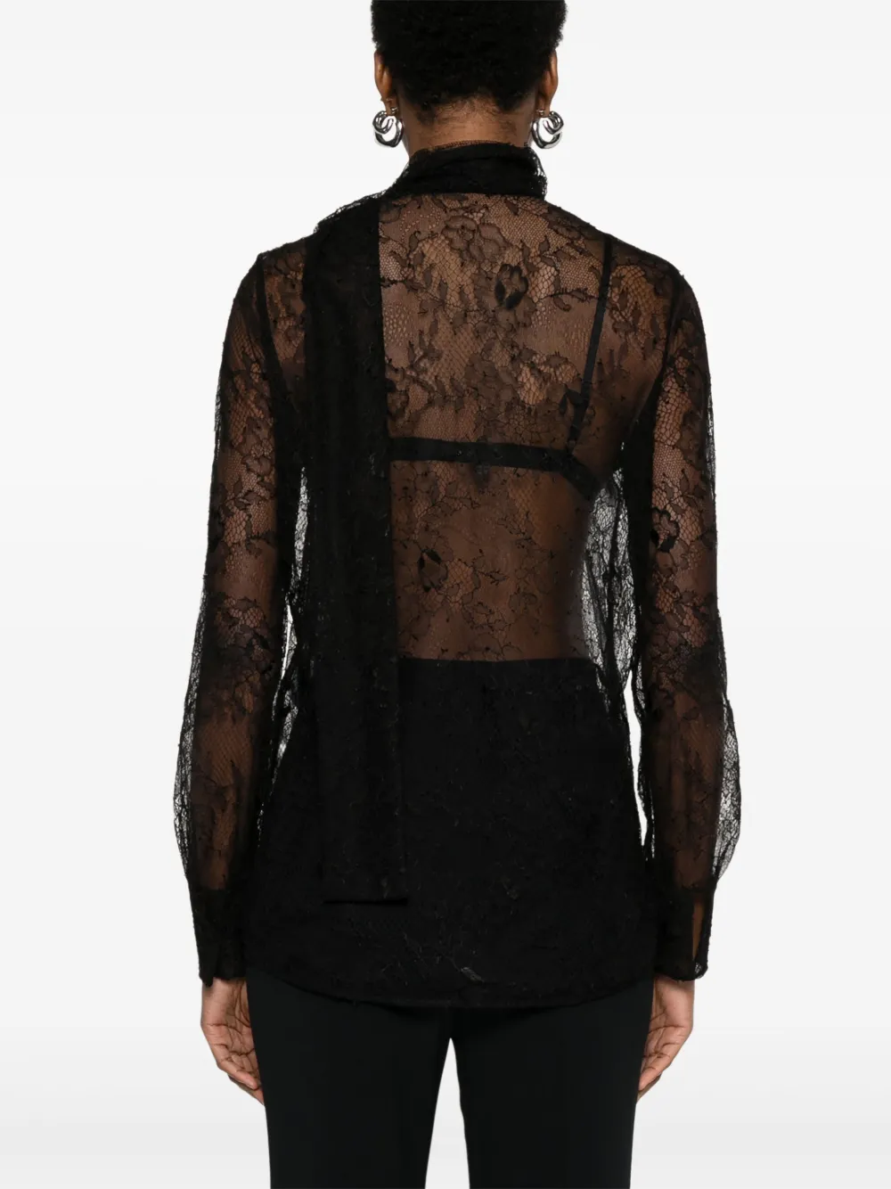 Valentino Garavani Blouse met doorzichtig kant Zwart