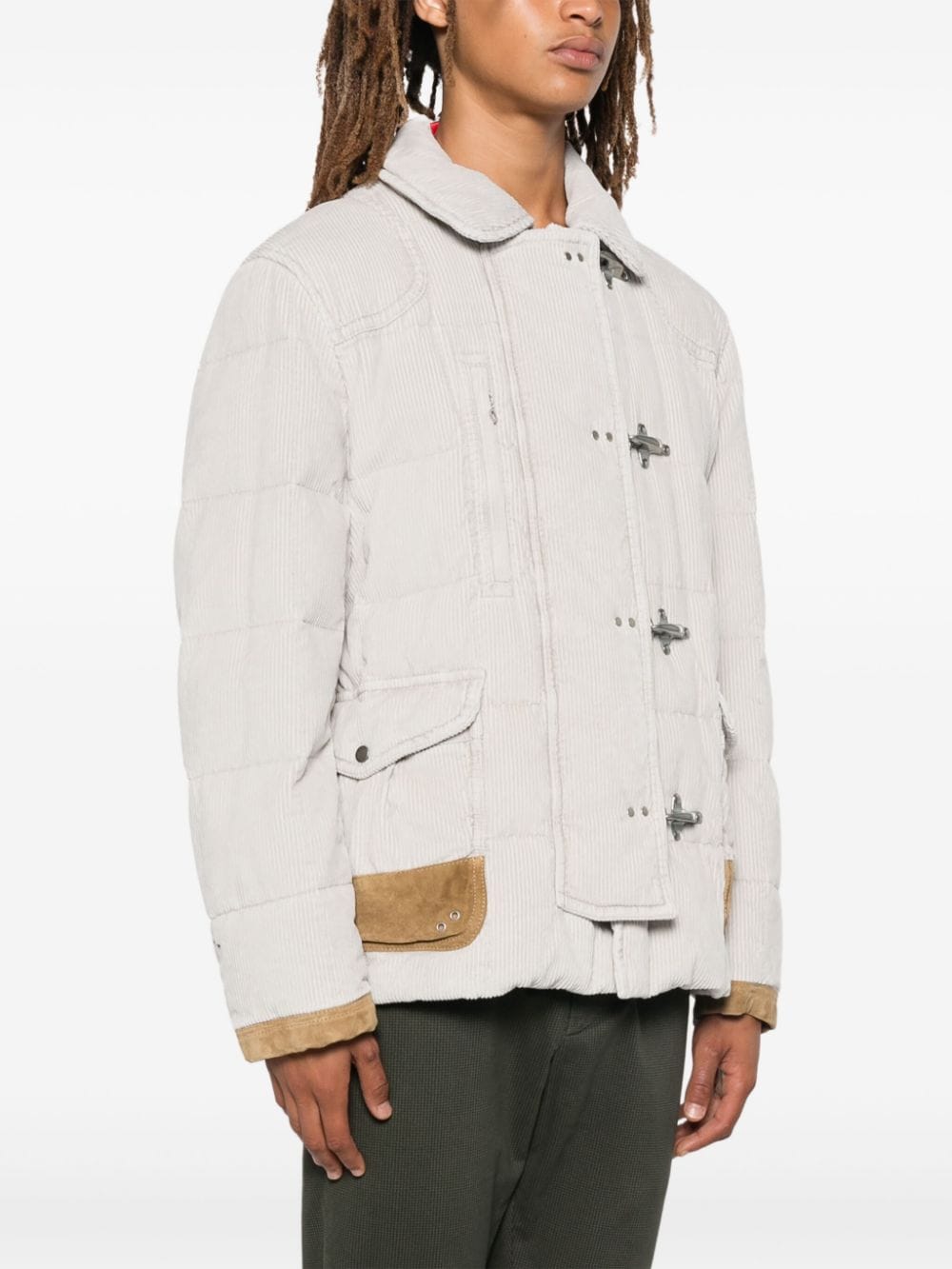 Shop Fay Corduroy Puffer Jacket In Neutrals