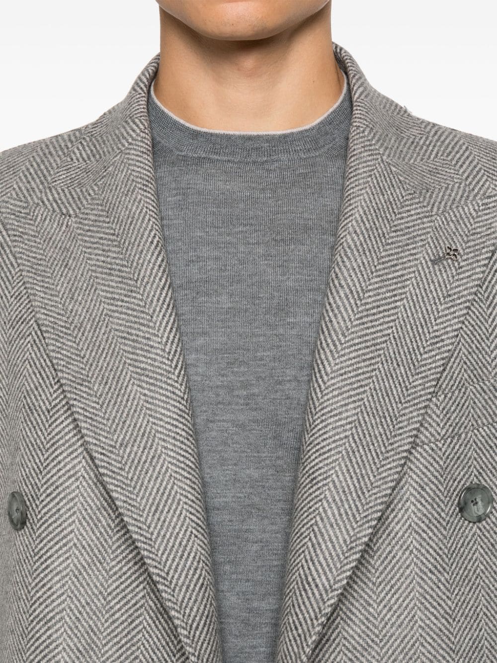 Shop Tagliatore Herringbone-pattern Coat In Grey