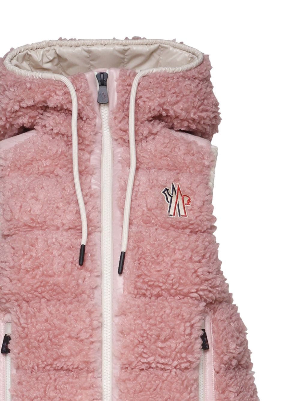 Shop Moncler Shearling Hooded Gilet In Pink