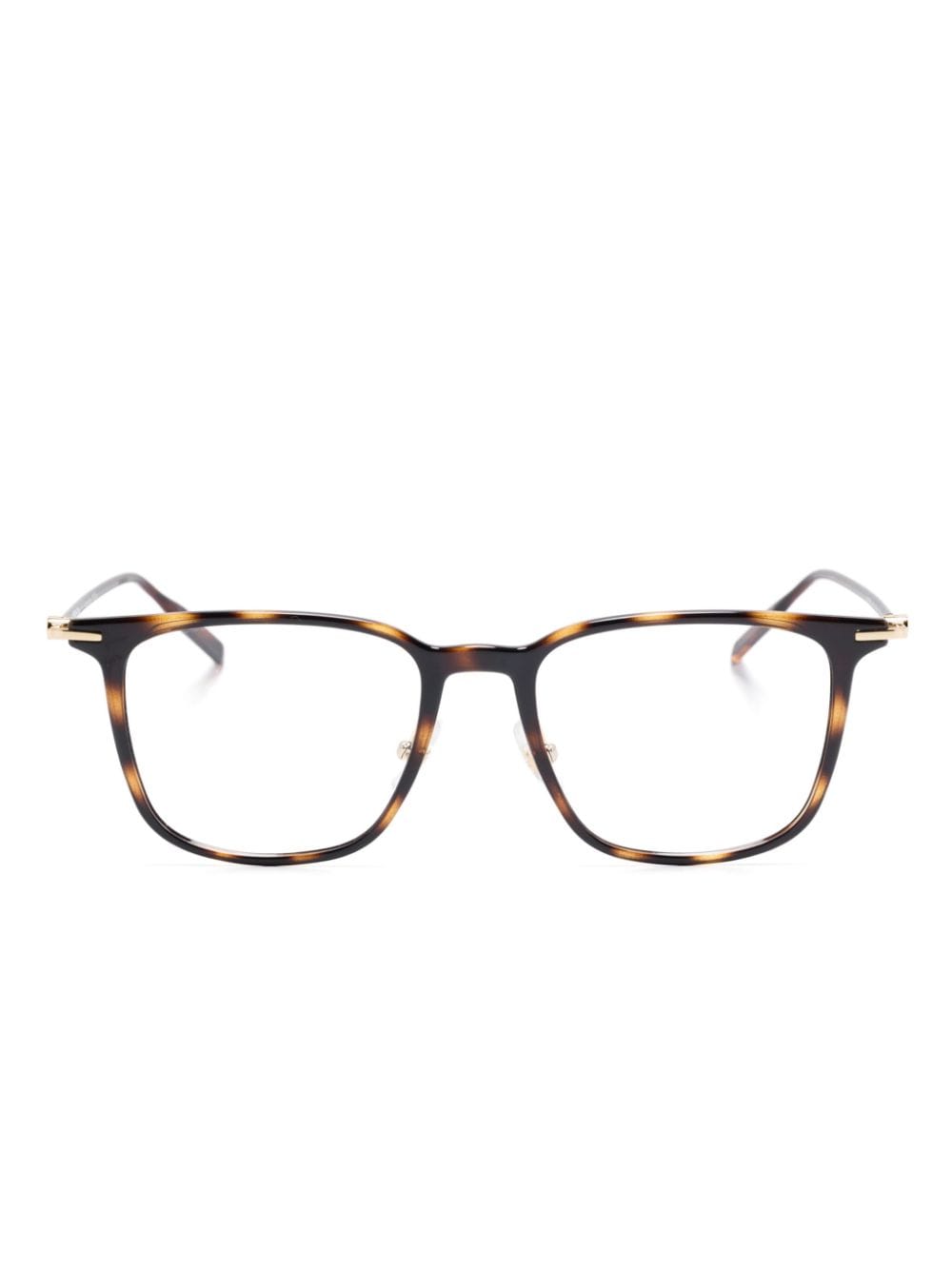 Shop Montblanc Square-frame Glasses In 褐色