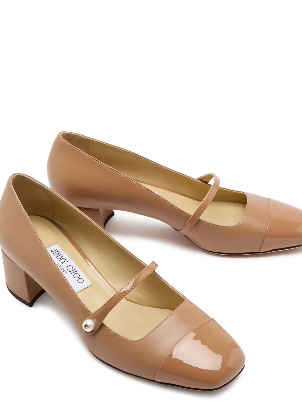 Jimmy Choo 45mm Mary Jane block-heel pumps Neutrals