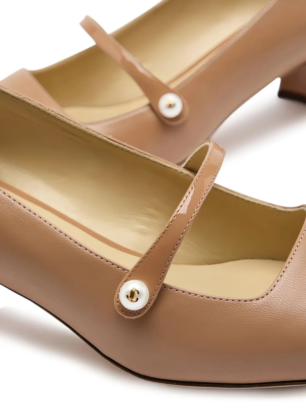 Jimmy Choo 45mm Mary Jane block-heel pumps Neutrals