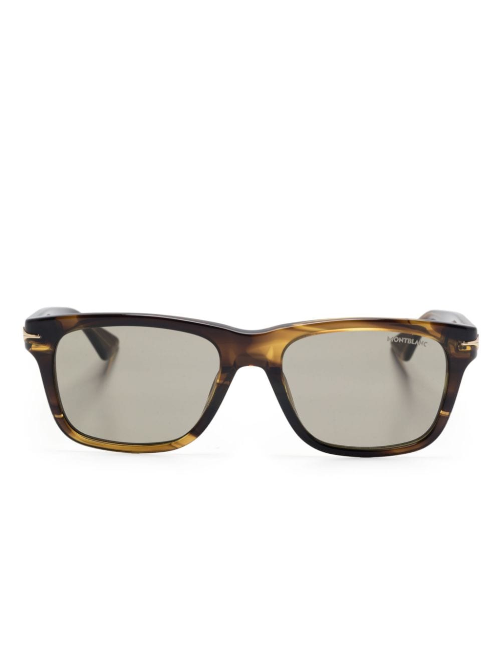 Shop Montblanc Rectangle-frame Sunglasses In Brown