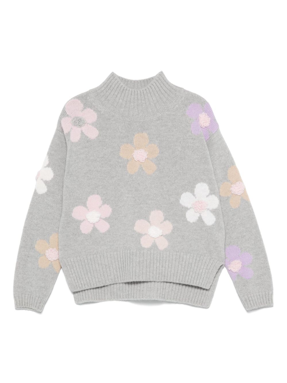 Il Gufo flower-motif wool sweater - Grey