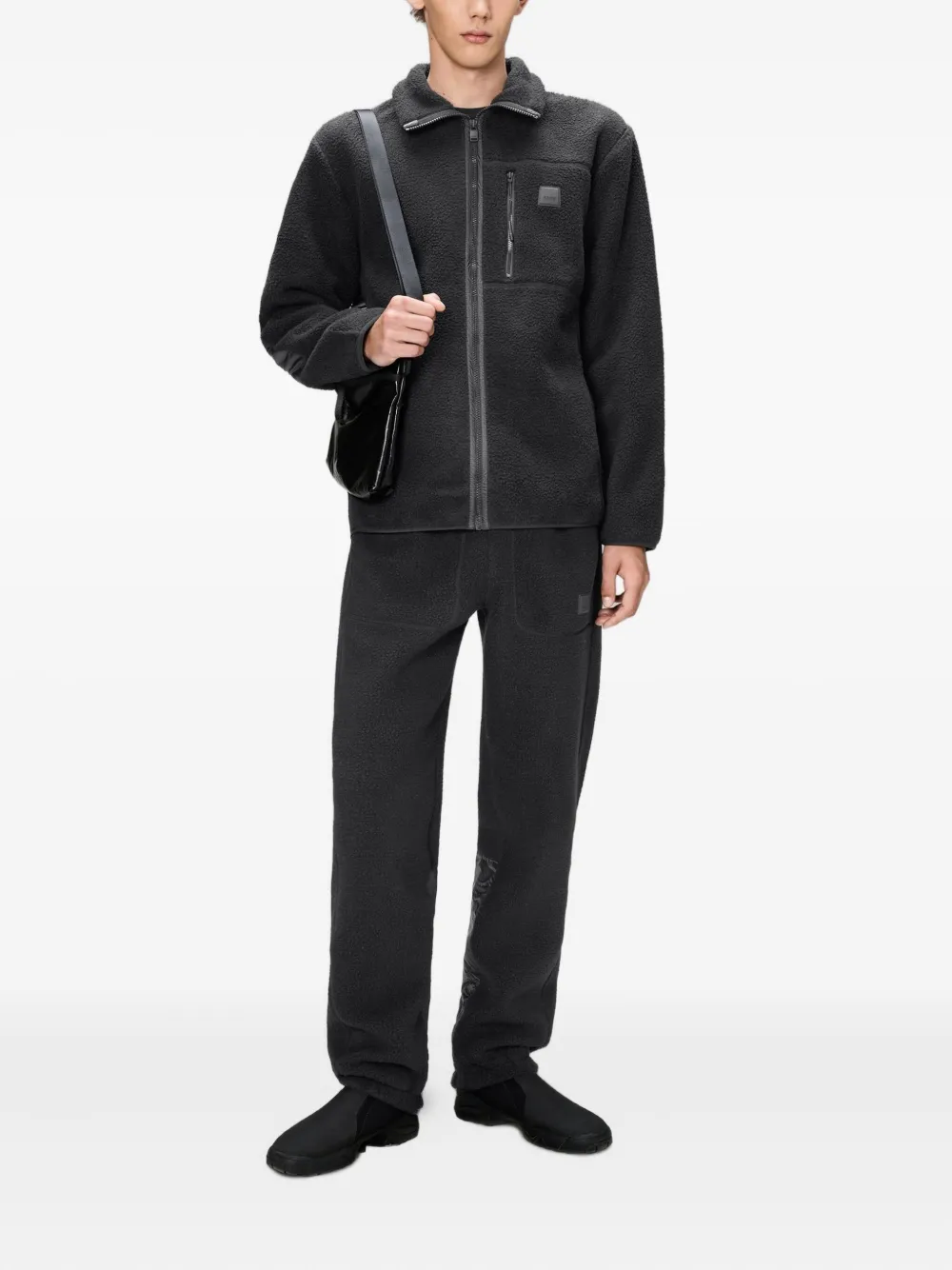 Rains Fleece jack met vlakken Zwart