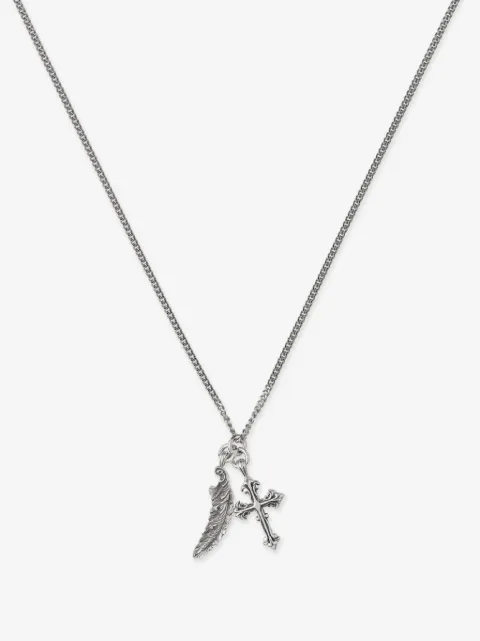 Emanuele Bicocchi feather and cross necklace
