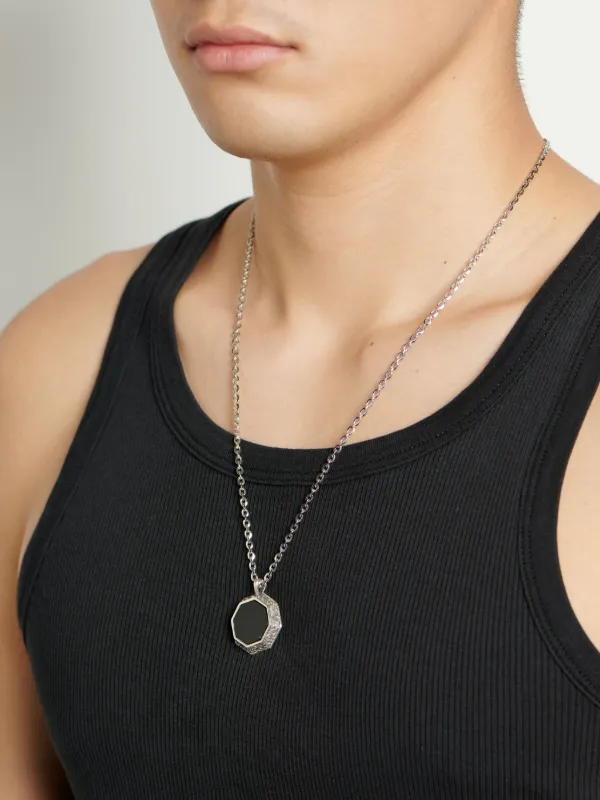 Emanuele Bicocchi オクタゴン オニキス ネックレス | シルバートーン