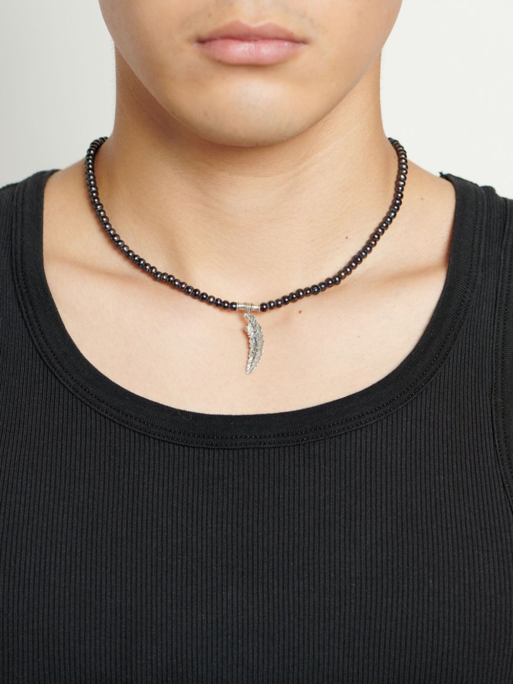 Shop Emanuele Bicocchi Feather Charm Necklace In Silver