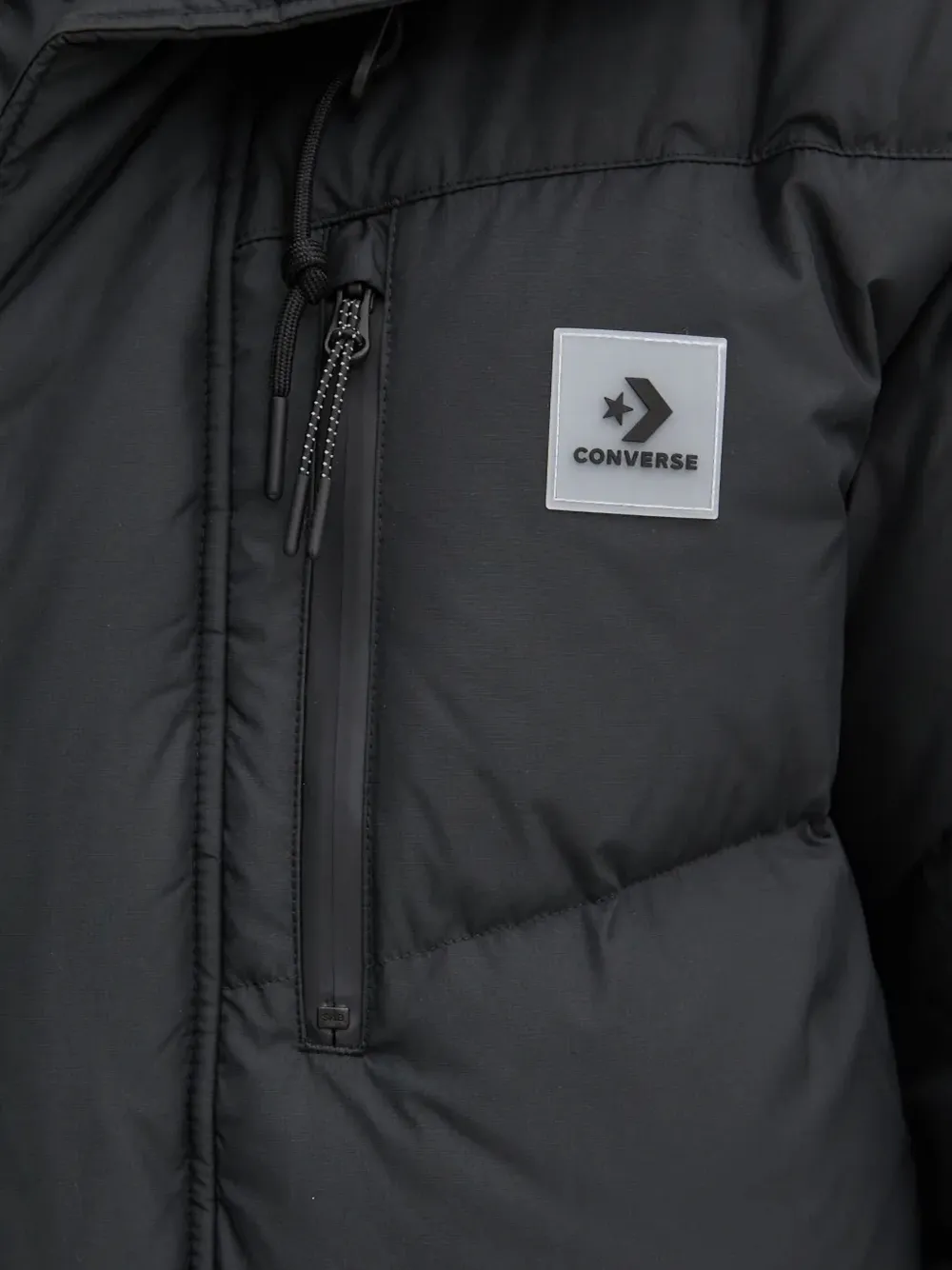 Converse Hooded Padded Coat In Black
