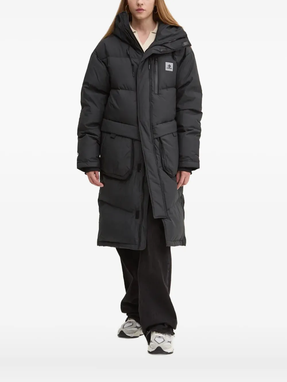 Converse Hooded Padded Coat In Black
