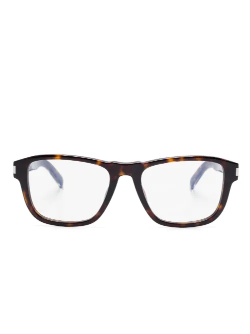 Lunettes de vue à effet écailles de tortue - Saint Laurent Eyewear - Modalova
