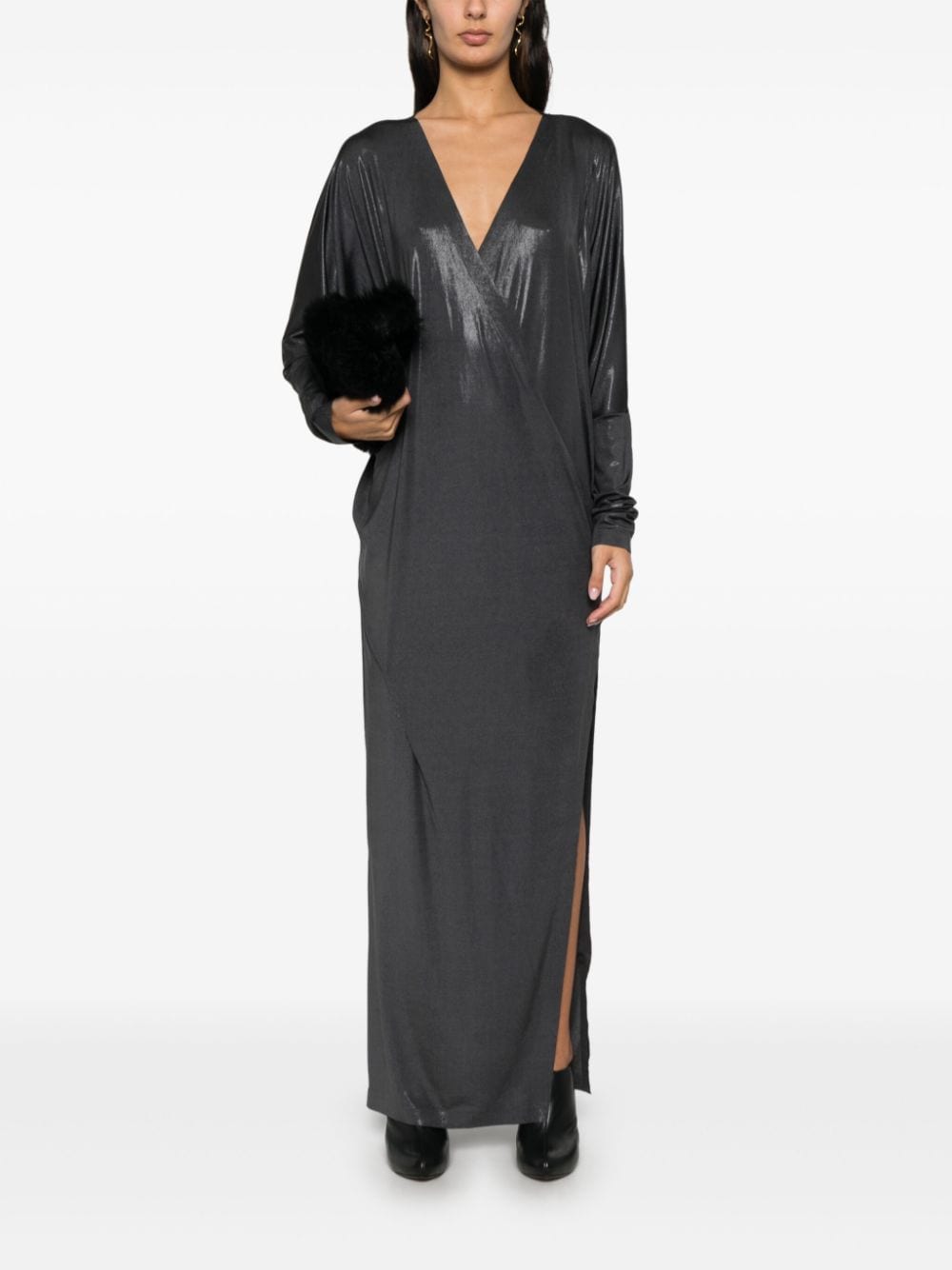 Norma Kamali wrap dolman-sleeve gown - Grijs