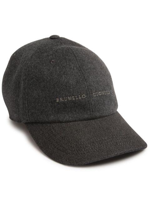 Brunello Cucinelli logo-embroidered wool-cashmere cap Men