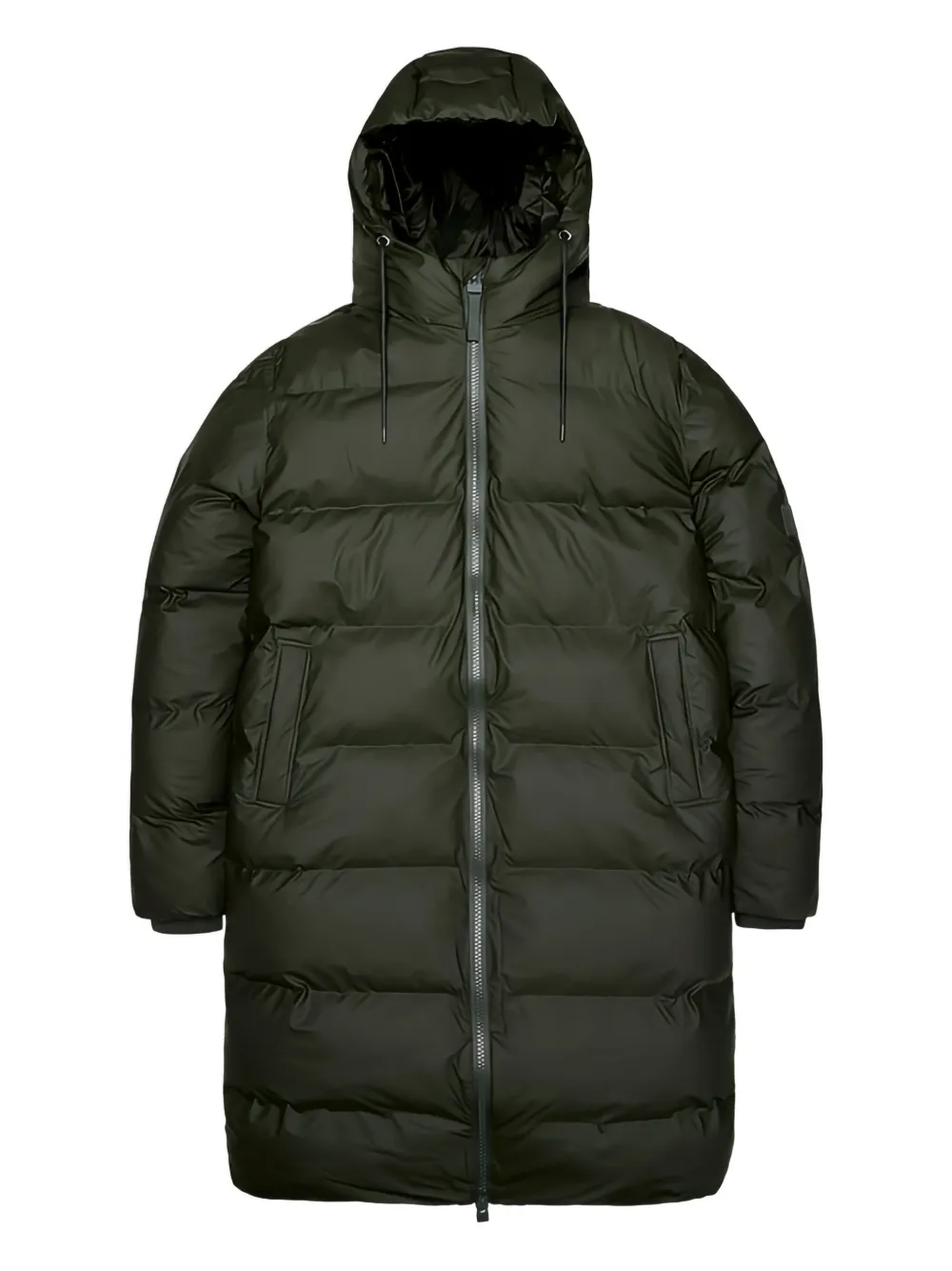 Rains Hooded Puffer Coat In Green