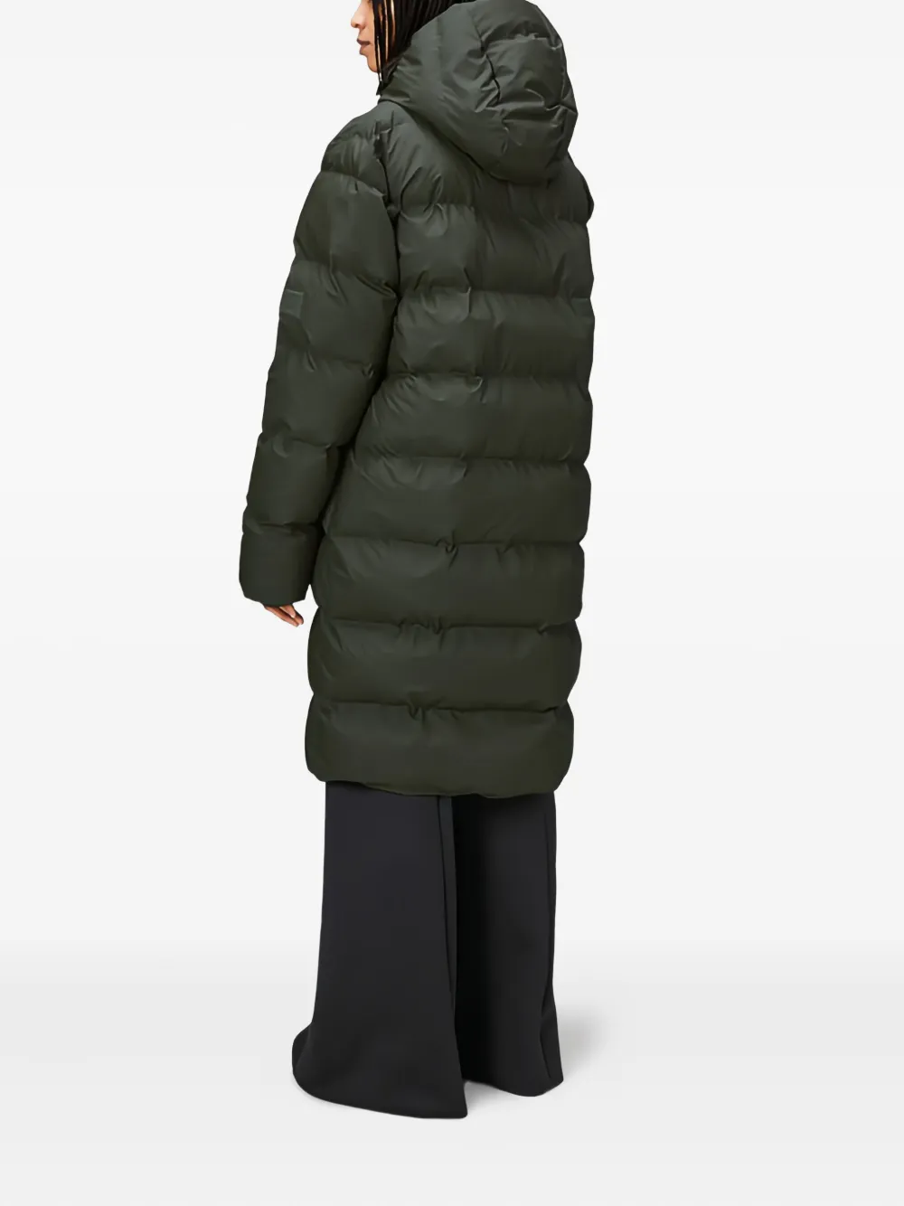 Rains Hooded Puffer Coat In Green