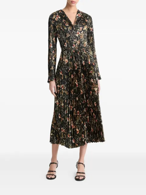 Vince floral-print pleated dress