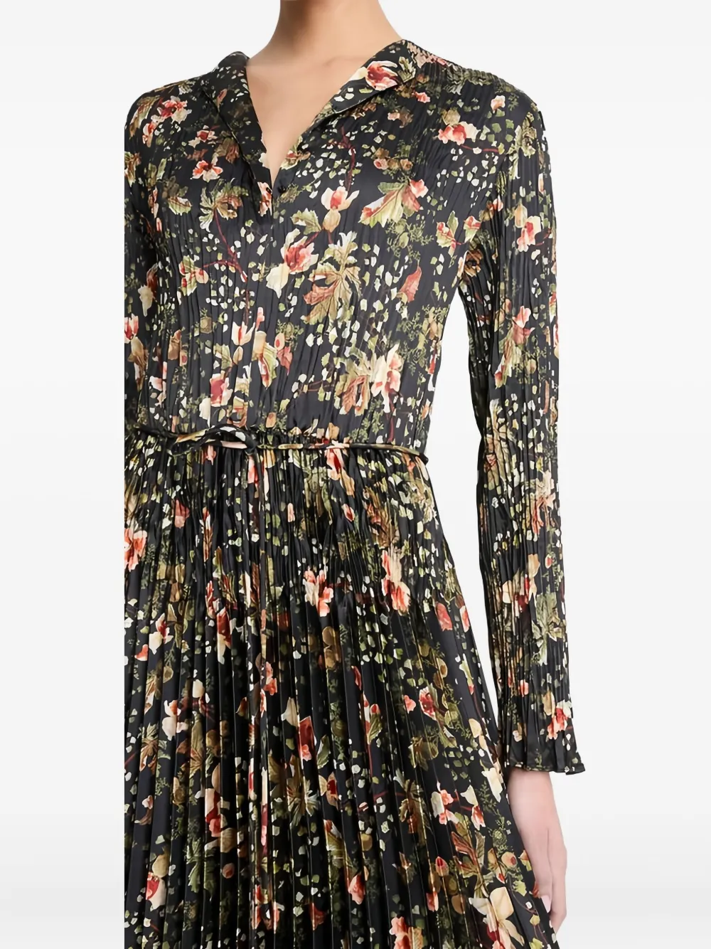 Vince Geplooide jurk met bloemenprint Zwart