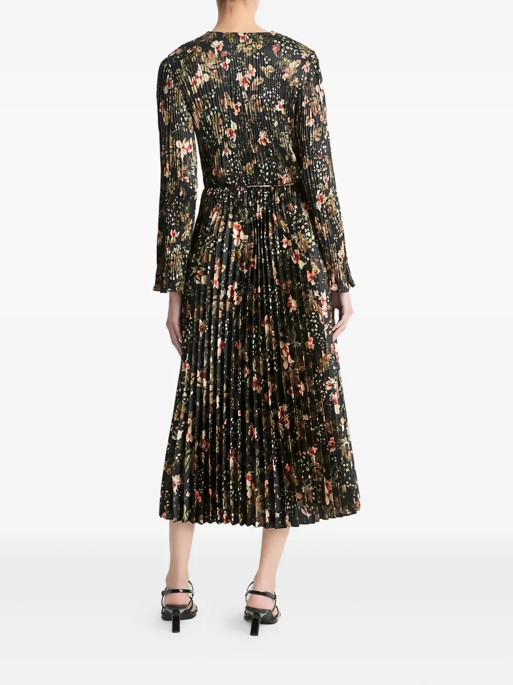Vince Geplooide jurk met bloemenprint Zwart