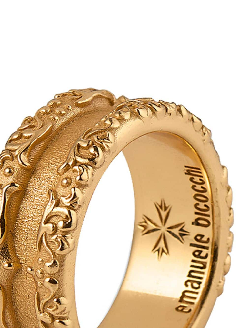 Shop Emanuele Bicocchi Arabesque Double Band Ring In Gold