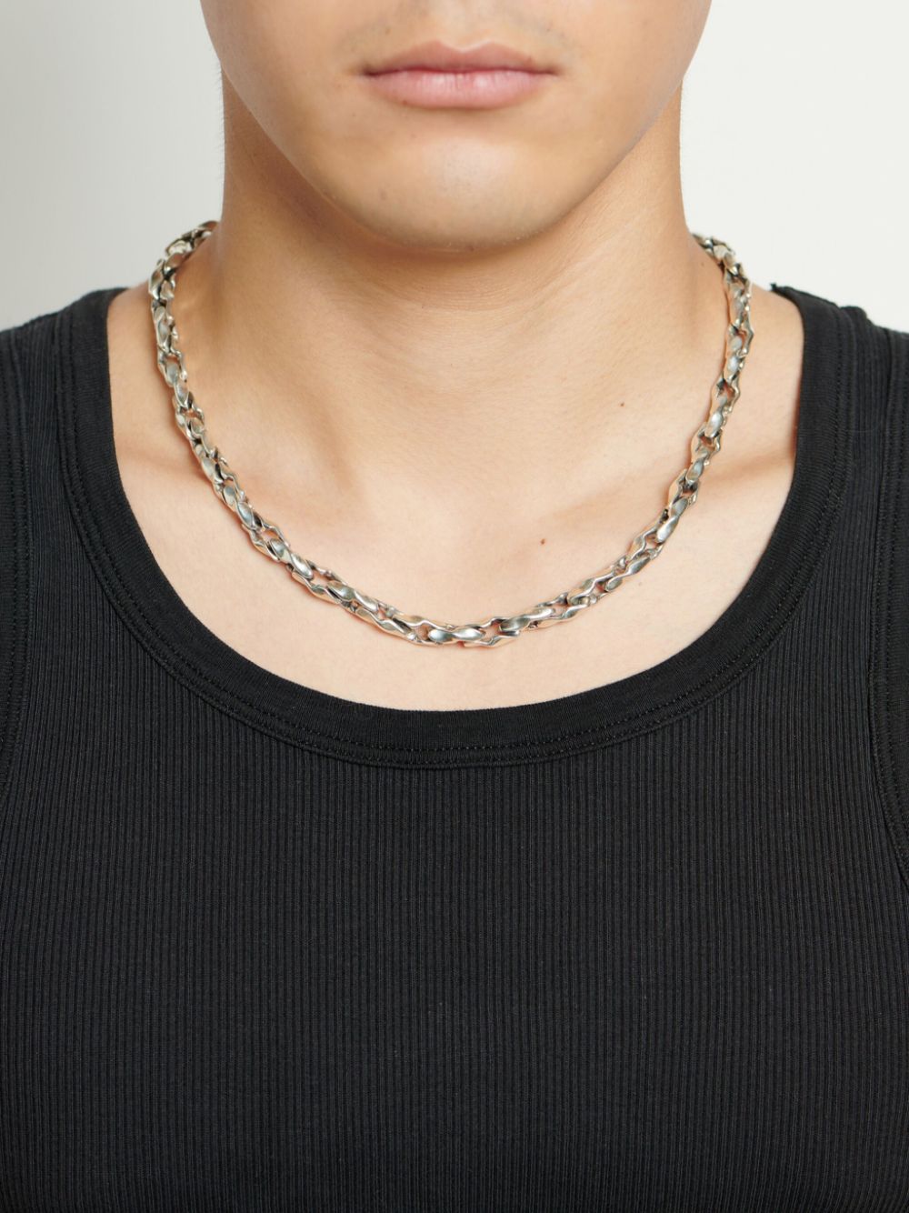 Shop Emanuele Bicocchi Hammered Chain Necklace In Silver