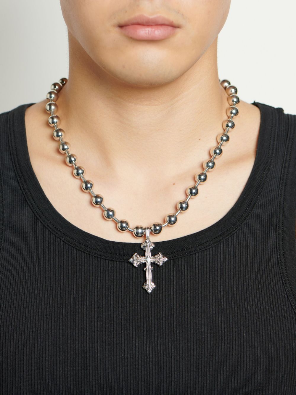 Shop Emanuele Bicocchi Cross-pendant Ball-chain Necklace In Silver