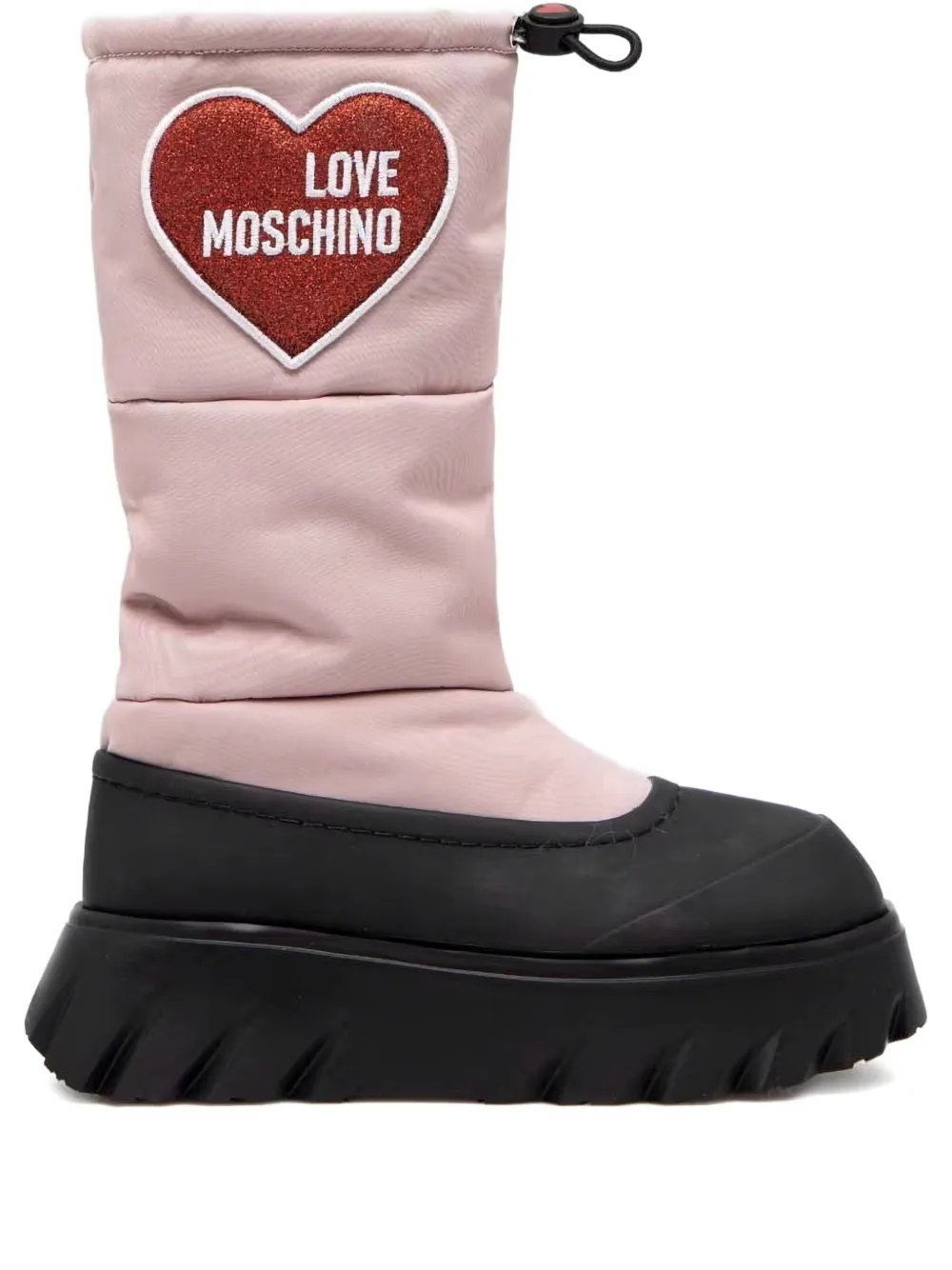 Love Moschino quilted heart-appliqué boots Pink