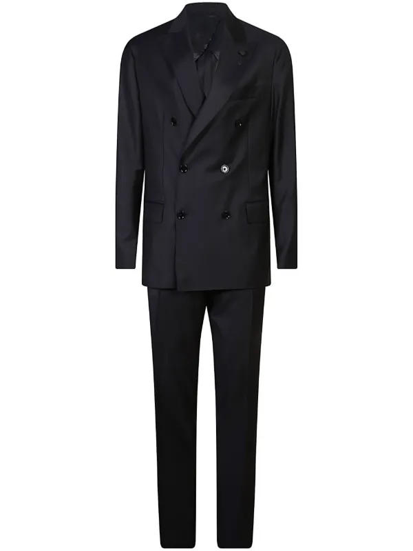 セットアップ Lardini Black Double-Breasted Suit Lardini Black Double-Breasted Suit Suits in Black | THE LIST
