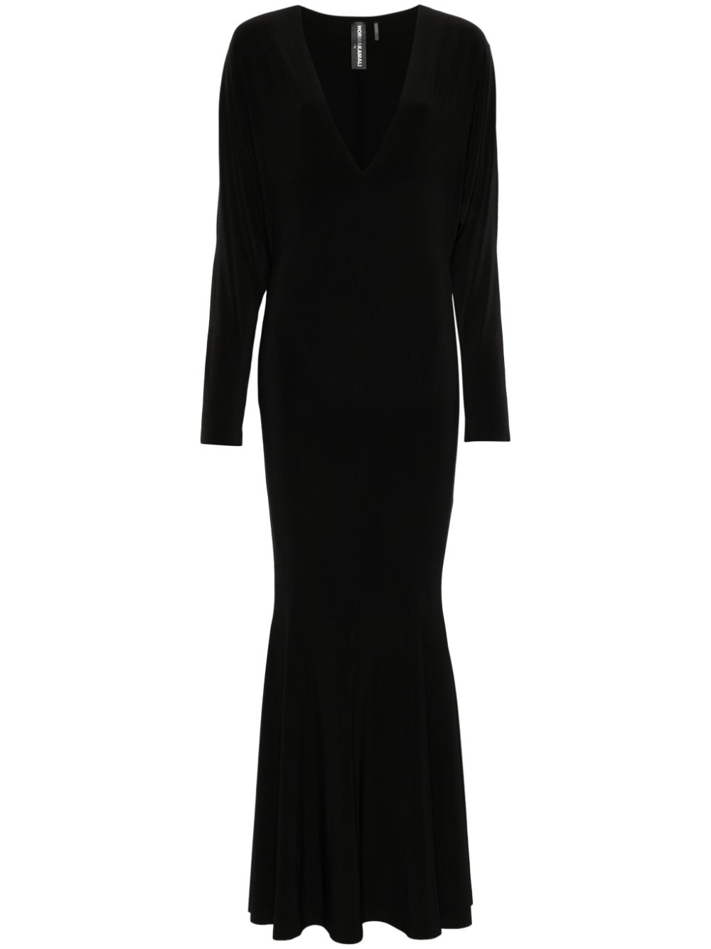 Norma Kamali fishtail V-neck gown - Black