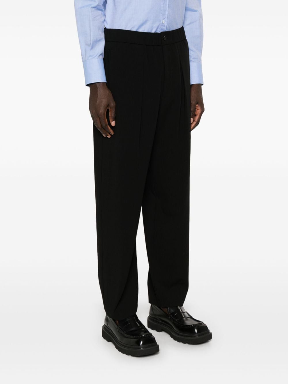 Shop Giorgio Armani Tapered Trousers In 黑色