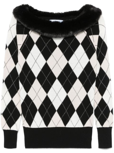 argyle-patterned sweater