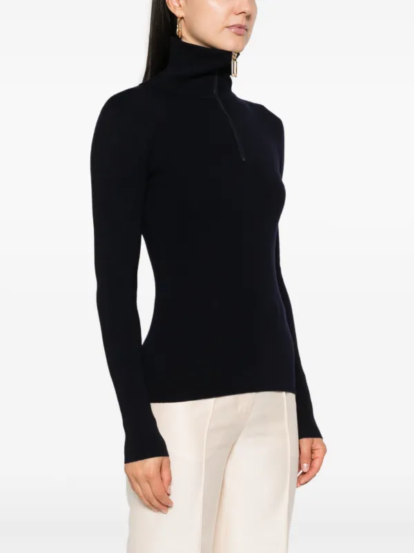 Victoria Beckham half-zip high-neck Sweater | Blue | FARFETCH