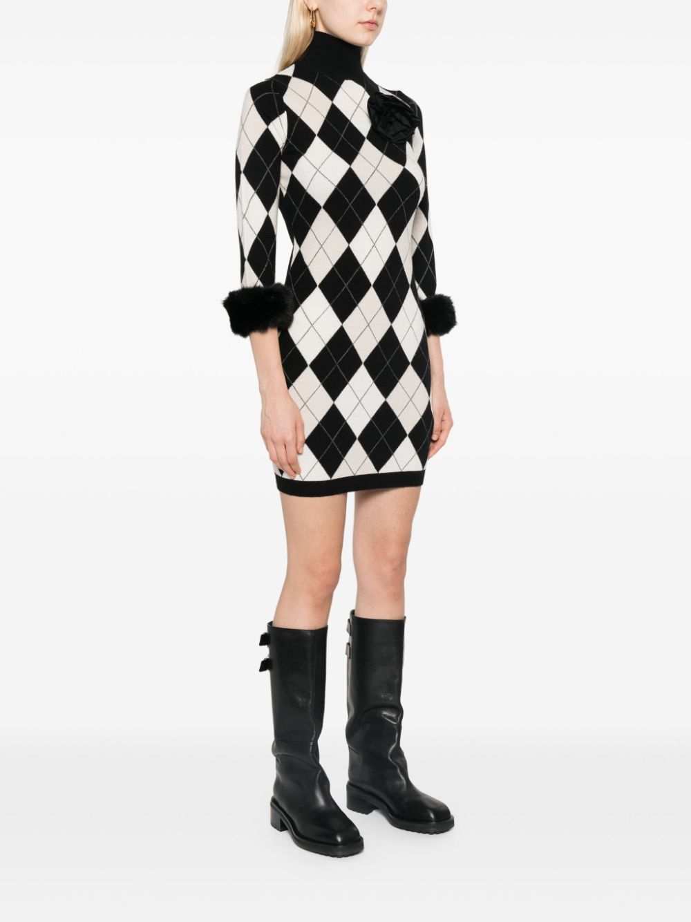 BLUGIRL ARGYLE-PATTERN MIDI DRESS 