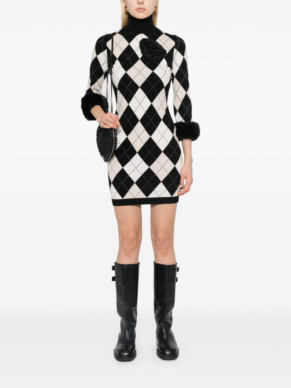 BLUGIRL ARGYLE-PATTERN MIDI DRESS 